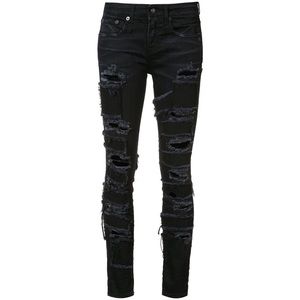 Black Patch R13 Alison Skinny Ripped Punk Jeans